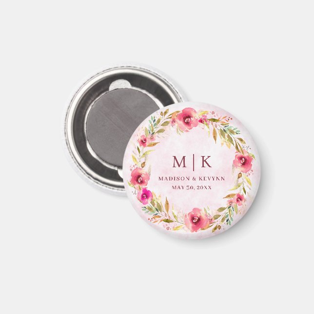 Minimal und Chic floral | Hochzeit Magnet (Vorderseite/Rückseite)