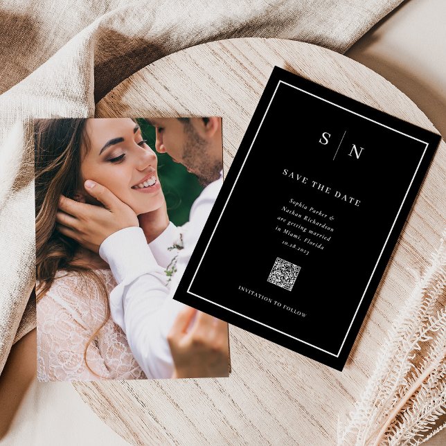 Minimal und Chic | Foto Back and QR Code Wedding Save The Date (Von Creator hochgeladen)