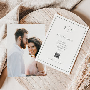 Minimal und Chic Foto Back and QR Code Wedding Save The Date