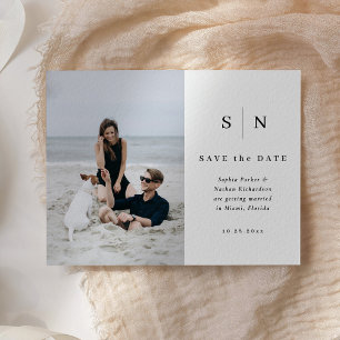 Minimal und Chic Foto Hochzeit Datum speichern Postkarte