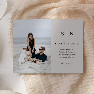 Minimal und Chic   Foto Hochzeit Datum speichern Postkarte