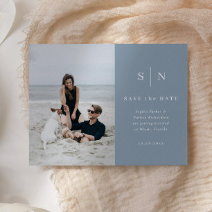 Minimal und Chic   Foto Hochzeit Datum speichern Postkarte