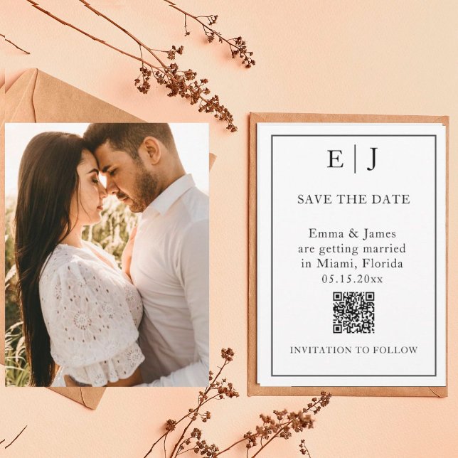 Minimal und Chic | Foto QR Code Wedding Save The Date (Von Creator hochgeladen)
