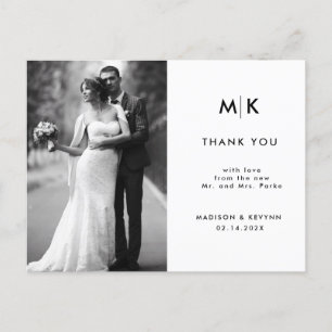 Minimal und Chic   Foto Wedding Vielen Dank Postkarte