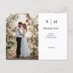 Minimal und Chic   Foto Wedding Vielen Dank Postkarte
