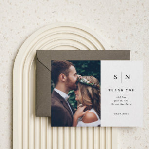 Minimal und Chic Foto Wedding Vielen Dank Postkarte