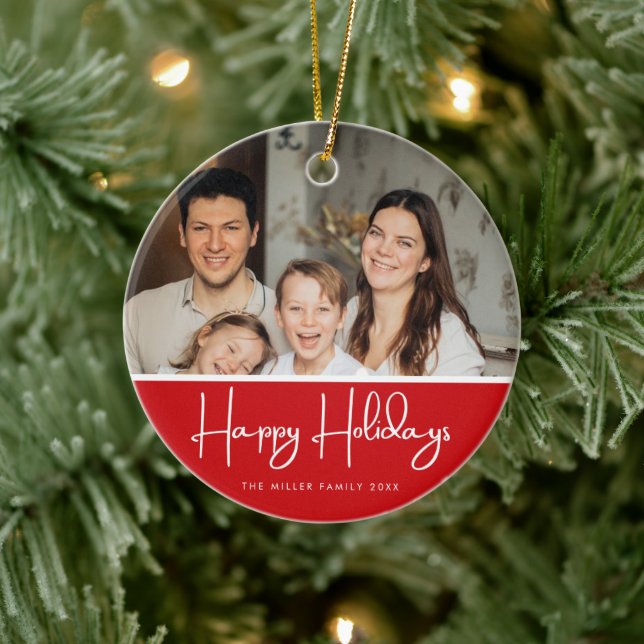 Minimal und Chic | Glückliche Ferien Foto Keramik Ornament (Baum)