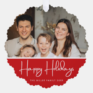 Minimal und Chic   Glückliche Ferien Foto Ornament Karte