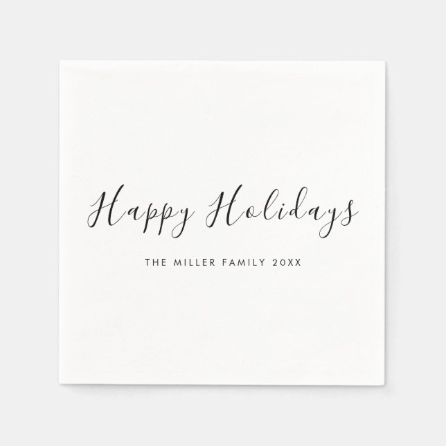 Minimal und Chic | Happy Holidays Napkins Serviette (Vorderseite)