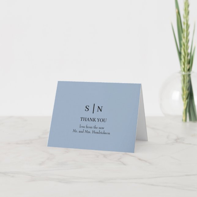 Minimal und Chic | Light Blue Wedding Dankeskarte (Vorderseite)