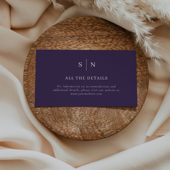 Minimal und Chic | Lila Angaben Begleitkarte (A colorful, classic purple wedding insert card you can use to share your wedding website and details)