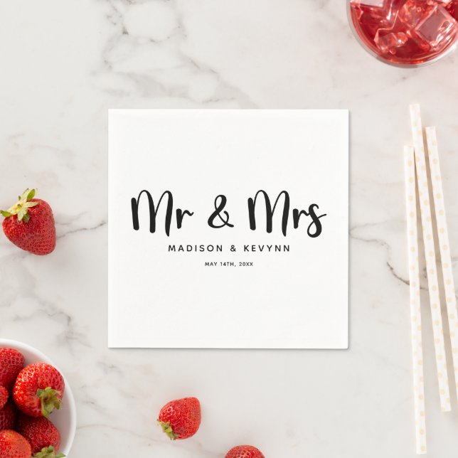 Minimal und Chic Mr & Mrs. | Hochzeit Serviette (Beispiel)