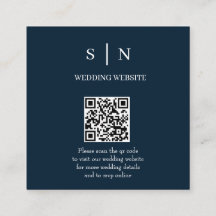 Minimal und Chic | Navy Blue and White QR Code