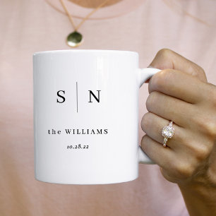 Minimal und Chic Paare Monogramm Hochzeitdatum Kaffeetasse