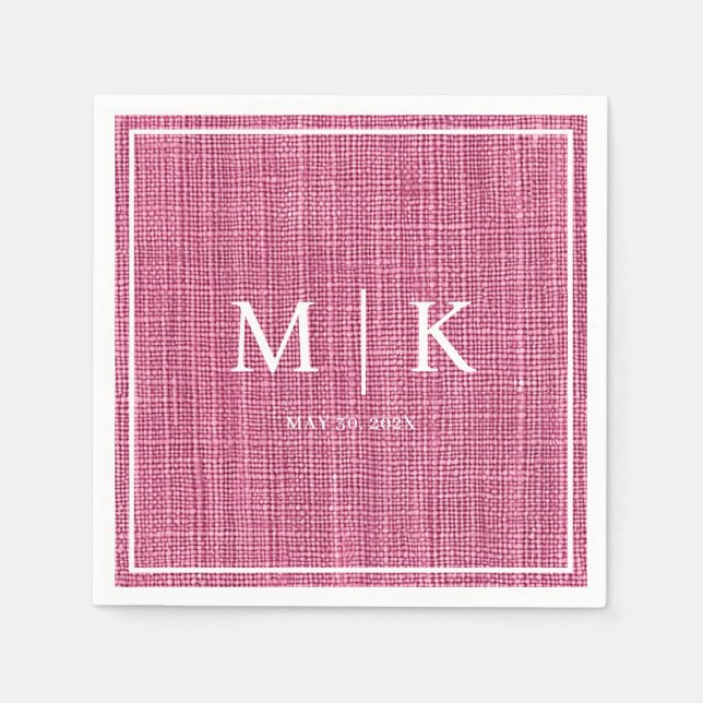 Minimal und Chic | Pink Denim Fabric Wedding Serviette (Vorderseite)