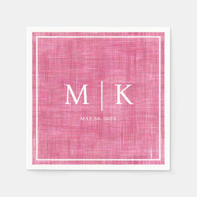Minimal und Chic | Pink Denim Fabric Wedding Serviette (Vorderseite)