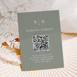 Minimal und Chic | Sage Green QR Code Wedding Begleitkarte