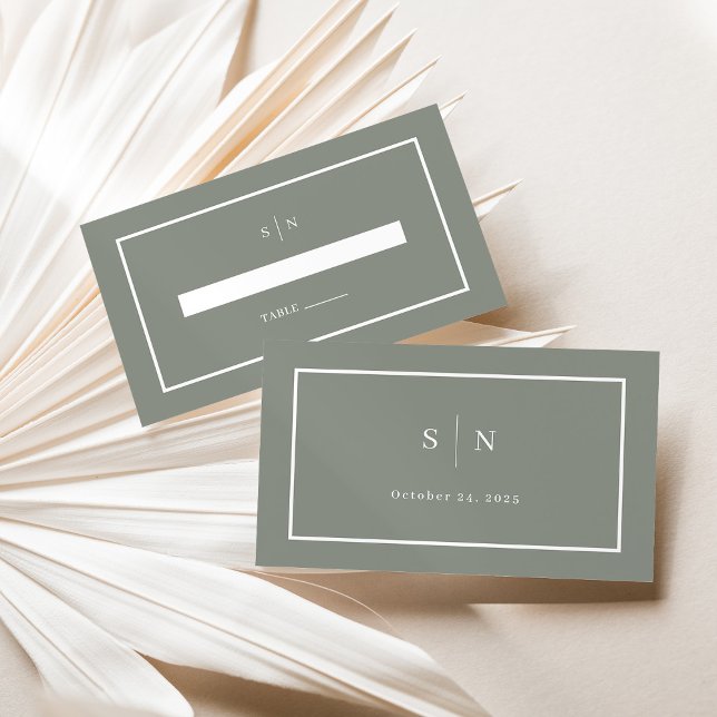 Minimal und Chic | Sage Green Wedding Flat Platzkarte (Von Creator hochgeladen)