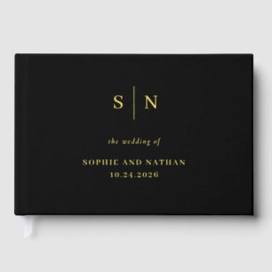 Minimal und Chic Schwarz-Gold-Foil-Hochzeit Gästebuch