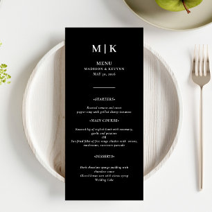 Minimal und Chic Schwarz-Weiß-Hochzeit Menükarte