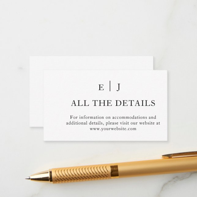 Minimal und Chic | Schwarz-Weiß-Hochzeiten Begleitkarte (Vorderseite/Rückseite Beispiel)