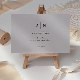 Minimal und Chic   Soft Gray and Black Wedding Dankeskarte
