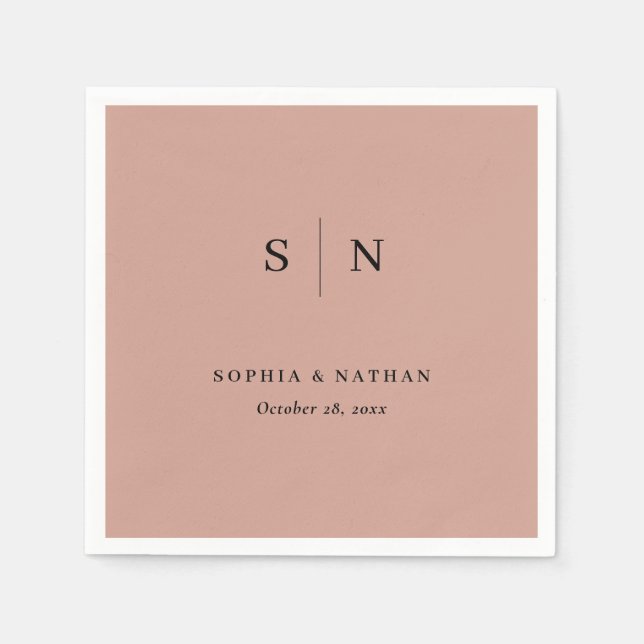 Minimal und Chic | Terracotta und Black Wedding Serviette (Vorderseite)