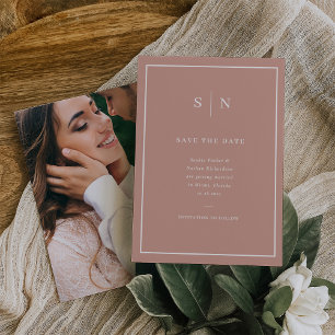 Minimal und Chic   Terracotta und Weiß mit Foto Save The Date