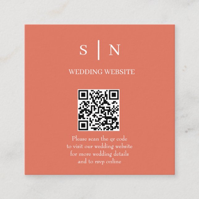 Minimal und Chic | Terracotta und White QR Code Begleitkarte (Vorderseite)