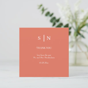 Minimal und Chic Terracotta und White Wedding Dankeskarte