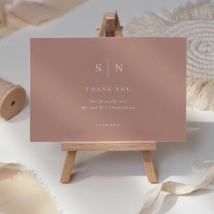 Minimal und Chic Terracotta und White Wedding Dankeskarte