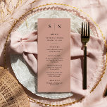 Minimal und Chic | Terracotta Wedding Menükarte<br><div class="desc">Diese eleganten,  modernen Hochzeitsmenükarten oder die Probe Dinner-Menükarten zeichnen sich durch ein schlichtes Terrakotta- und Schwarz-Text-Design aus,  das minimalistisch wirkt. Fügen Sie Ihre Initialen oder Monogramme hinzu,  um sie komplett zu Ihrem eigenen zu machen.</div>