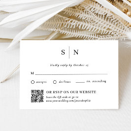 Minimal und Chic | Traditioneller Code und QR-Code RSVP Karte