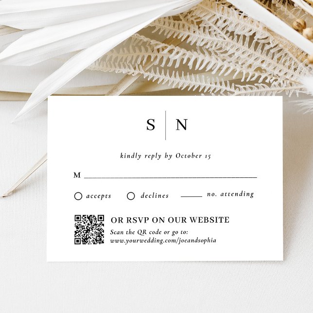 Minimal und Chic | Traditioneller Code und QR-Code RSVP Karte (Von Creator hochgeladen)