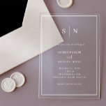 Minimal und Chic | White Border Wedding Acryleinladungen<br><div class="desc">Diese eleganten,  modernen,  klaren Acrylhochzeiteinladungen zeichnen sich durch ein einfaches,  minimalistisches Textdesign aus,  mit einem klassischen weißen Rahmen an der Grenze. Fügen Sie Ihre Initialen oder Monogramme hinzu,  um sie komplett zu Ihrem eigenen zu machen.</div>