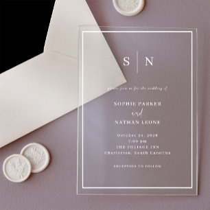 Minimal und Chic   White Border Wedding Acryleinladungen