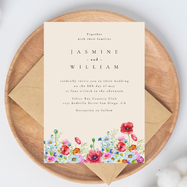 Minimal und Chic | Wildblume Boho Wedding Einladung (Von Creator hochgeladen)