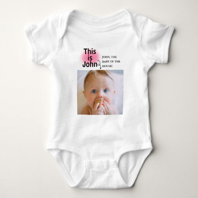 Minimal und lustig angepasstes Baby Foto mit Text  Baby Strampler (Vorderseite)