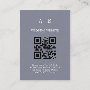 Minimal und schick, Blue Gray QR Code Hochzeit Begleitkarte