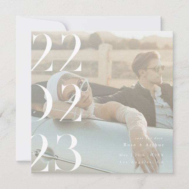 Minimal und schick, schwarz und weiß Save the Date (Vorderseite)