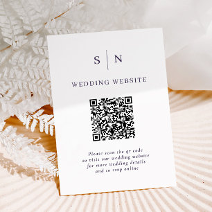 Minimal und schick-weiß und Lila QR-Code Hochzeit Begleitkarte