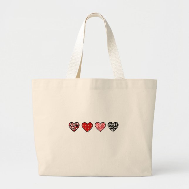 minimal valentine hearts / “cute love pattern” jumbo stoffbeutel (Vorne)