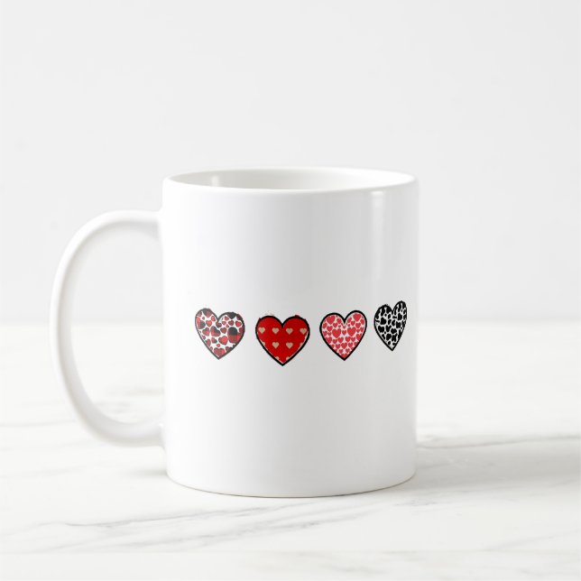 minimal valentine hearts / “cute love pattern” kaffeetasse (Links)