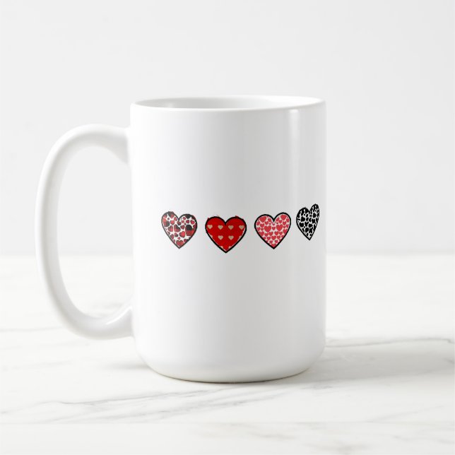 minimal valentine hearts / “cute love pattern” kaffeetasse (Links)
