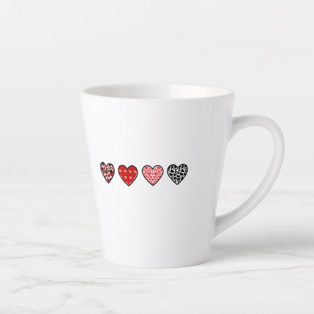 minimal valentine hearts / “cute love pattern” milchtasse (Rechts)