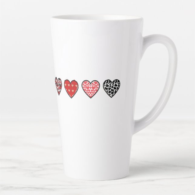 minimal valentine hearts / “cute love pattern” milchtasse (Rechts)