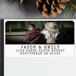 Minimal Vintag Ein Foto Personalisiert Weihnachten Adressaufkleber