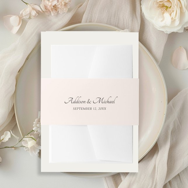 Minimal warm beige einladungsbanderole (Minimal Warm-Beige-Pink Invitation Belly Band)