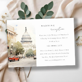 Minimal Washington DC Watercolor Wedding Reception Begleitkarte