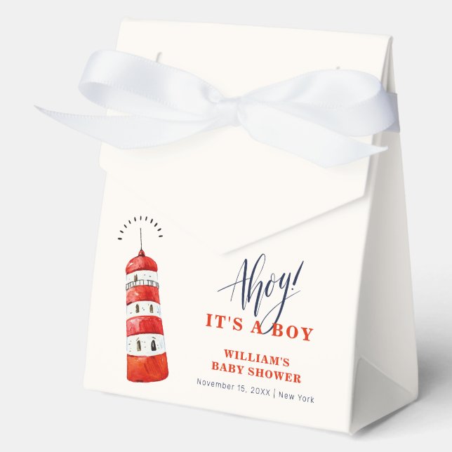 Minimal Wasserfarbe Nautical Lighthouse Kinderdusc Geschenkschachtel (Vorderseite)